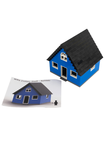 LEGO Rohbau Haus m. schwarzem Dach + 1 Figur - ab 3 Jahren in blue