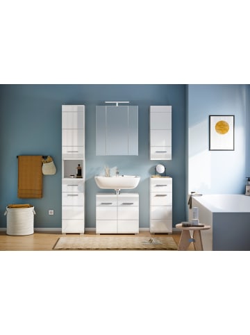 xonox.home Spiegelschrank inkl. Bel. in weiß/Spiegelglas - (B) 60 x (H) 71 x (T) 19