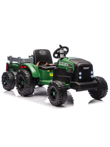 Wisam CH9959B Akku-Traktor mit Anhänger, Dunkelgrün, 24 V