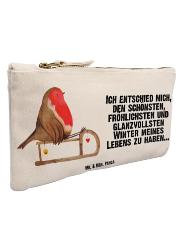 Mr. & Mrs. Panda Etui Rotkehlchen Schlitten mit Spruch in Weiß