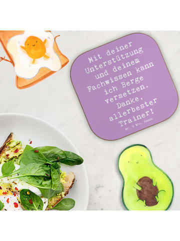 Mr. & Mrs. Panda Untersetzer Tasse Spruch Bester Trainer mit Spruch in Lavendeltraum