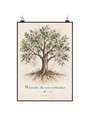 Poster Baum zeitlos Design mit Spruch in Weiß