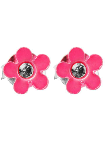 Adeliás Mädchen Ohrringe – Ohrstecker aus 925 Silber mit Strass Steinchen in silber