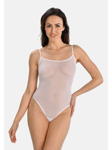 Teyli Mesh-Bodysuit mit dünnen Trägern Sophi in weiß