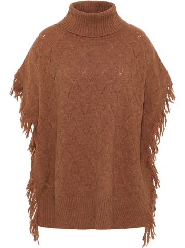 IZIA Damen Strick Poncho in Braun