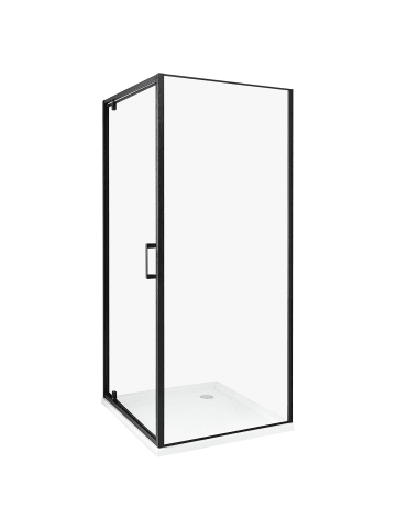 Beliani Duschkabine DARLI in Transparent/Schwarz - (W) 80 x (H) 185 x (L) 80 cm