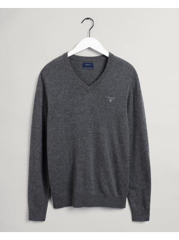 Gant V-Neck Pullover aus Extra Fine Lambswool in Dk charcoa