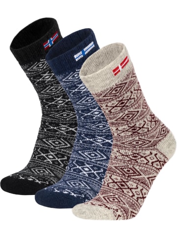 normani 3 Paar Canadien Socks in Dunkelblau/Anthrazit/Rot