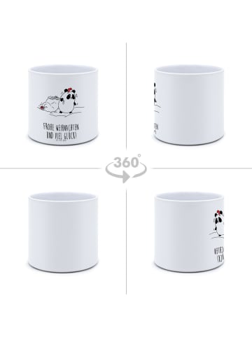 Mr. & Mrs. Panda Pflanzkübel Panda Weihnachten mit Spruch in Weiß