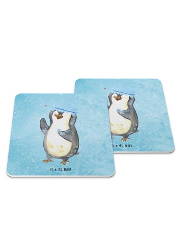 Mr. & Mrs. Panda Untersetzer Pinguin Duschen ohne Spruch in Eisblau