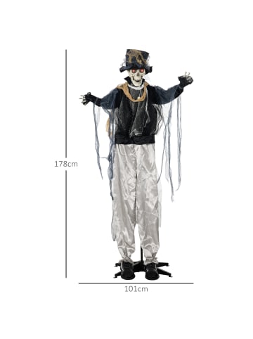 HOMCOM Halloween-Dekorationen-101L x 64B x 178H cm-Schwarz+Grau