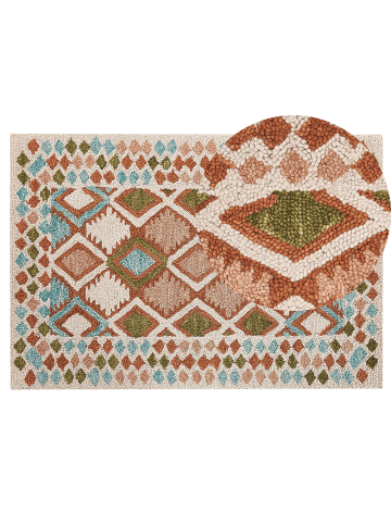 Beliani Geflochtener Teppich ERMENEK in Bunt/Braun/Blau - (W) 140 x (H) 1.2 x (L) 200 cm