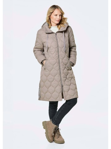 GOLDNER Steppmantel Wintermantel mit Stehkragen und Kapuze in taupe