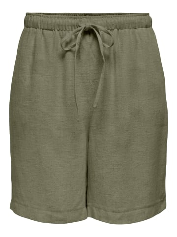 ONLY Shorts mit Bindeband in Leinenoptik in Grün