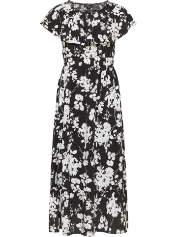 faina Damen Midikleid Mit Allover-Print in Schwarz Weiss