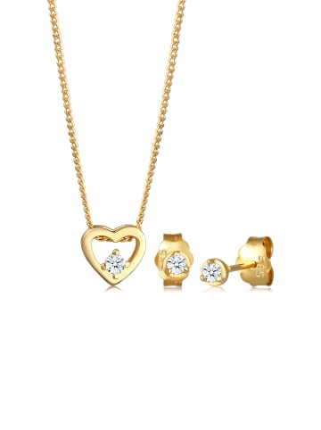 Elli DIAMONDS  Schmuckset 585 Gelbgold Herz in Gold