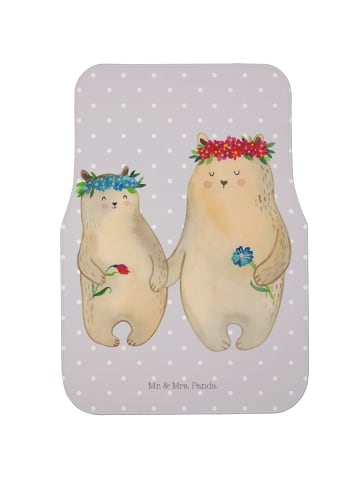 Mr. & Mrs. Panda Fußmatte Fürs Auto Bären mit Blumenkranz ohne S... in Grau Pastell