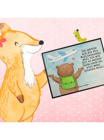 Mr. & Mrs. Panda Schreibunterlage Bär Flugzeug Design mit Spruch in Weiß