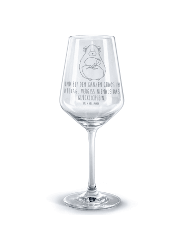 Mr. & Mrs. Panda Rotwein Glas Chinchilla Blume mit Spruch in Transparent