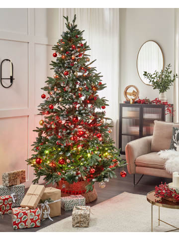 Beliani Weihnachtsbaum DENALI in Grün/Rot/Weiß - (W) 150 x (H) 240 x (L) 150 cm