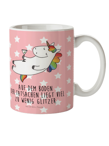 Mr. & Mrs. Panda Kindertasse Einhorn Blümchentail mit Spruch in Rot Pastell