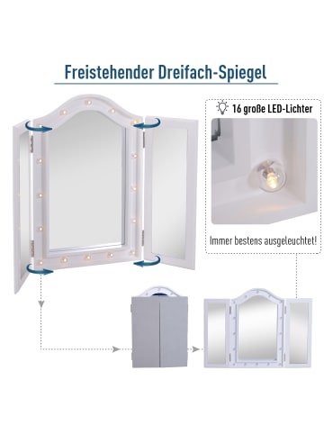 HOMCOM Kosmetikspiegel-B73 x H53,5 x D4,5 cm-Weiß