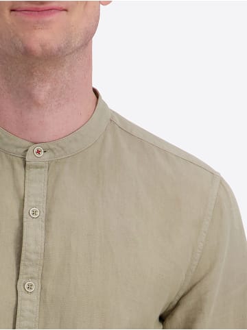 Timezone Langarm Hemd Stehkragen Knopfleiste Casual in Khaki