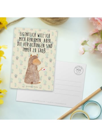 Mr. & Mrs. Panda Ansichtskarte Alpaka Fahne mit Spruch in Kaktus Grün