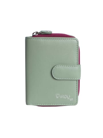 VARGU Echtleder Geldbörse VINEM 1-A in sage green - cranberry