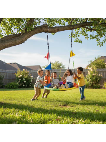 relaxdays Nestschaukel "Wimpel" in Bunt – 120 cm