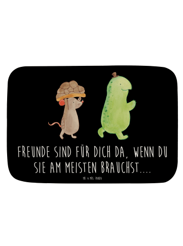 Mr. & Mrs. Panda Badezimmerteppich Schildkröte Maus mit Spruch in Schwarz