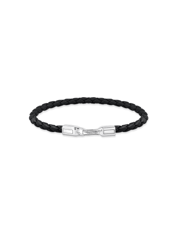 Thomas Sabo Lederarmband Silber Schwarz Länge 19cm