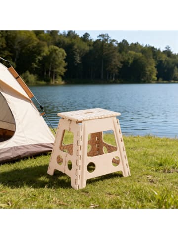 relaxdays Klapphocker in Beige - (B)39 x (H)39 cm x (T)32 cm