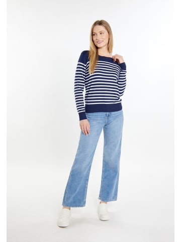 DreiMaster Maritim Damen Strickpullover in Marine Weiss