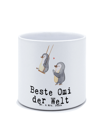 Mr. & Mrs. Panda Pflanztopf Pinguin Beste Omi der Welt mit Spruch in Weiß