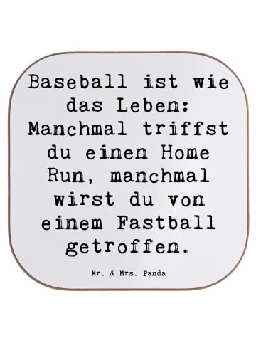 Mr. & Mrs. Panda Glas-Untersetzer Spruch Baseball Leben mit Spruch in Weiß