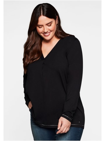 sheego Langarmshirt in schwarz