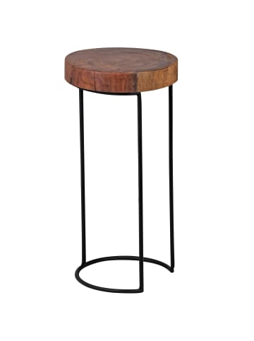 KADIMA DESIGN Beistelltisch AKOLA Massiv-Holz Wohnzimmer-Tisch Metallbeine in Massivholz