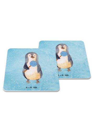 Mr. & Mrs. Panda Bierdeckel Pinguin Lolli ohne Spruch in Eisblau
