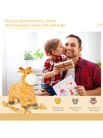 HOMCOM 2-IN-1 Schaukelpferd Gelb