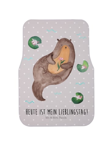 Mr. & Mrs. Panda Fahrer Autofußmatte Otter Seerose mit Spruch in Grau Pastell