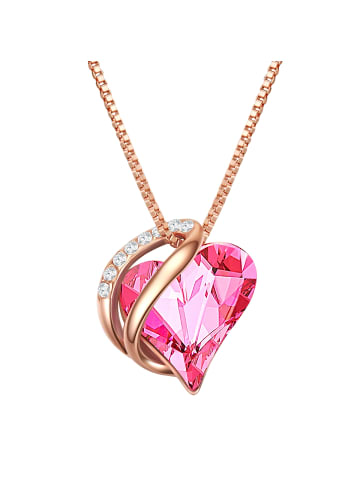 Rafaela Donata Halskette Herz Sterling Silber verziert mit Kristallen von Swarovski® in rosa