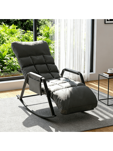 Home Nature Wohnkonzept Relaxliege Liegestuh in Grau 150x62x104 cm