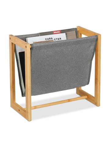 relaxdays Zeitschriftenhalter in Natur/ Grau - (B)39,5 x (H)37 x (T)21 cm