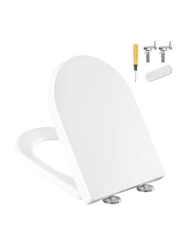 SONGMICS WC-Sitz Absenkautomatik Bekin in Weiß - (B)36 x (H)4.9 x (T)46 cm