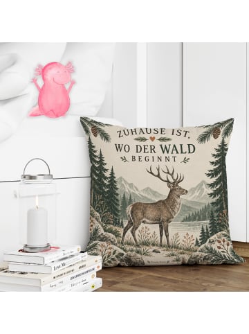 Mr. & Mrs. Panda Kissen Hirsch nordisch Design mit Spruch in Weiß