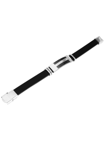 Adeliás Herren Armband aus Leder 22 cm in schwarz