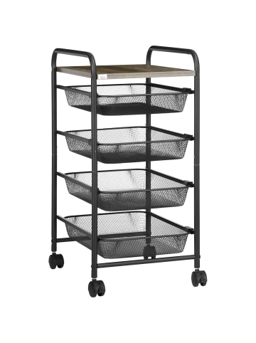 HOMCOM Rollwagen-41,5L x 31B x 66H cm-Schwarz