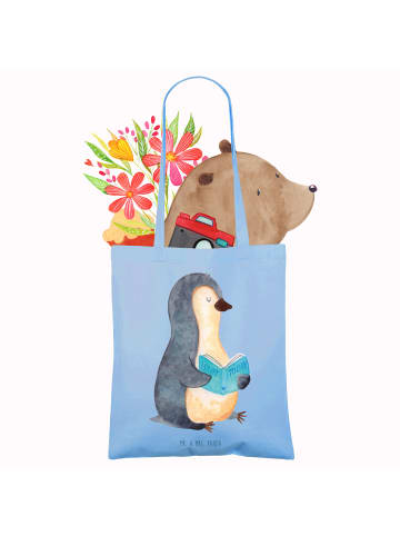 Mr. & Mrs. Panda Tote Bag Pinguin Buch ohne Spruch in Sky Blue