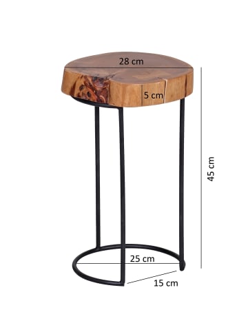 KADIMA DESIGN Beistelltisch AKOLA Massiv-Holz Wohnzimmer-Tisch Metallbeine in Akazie
